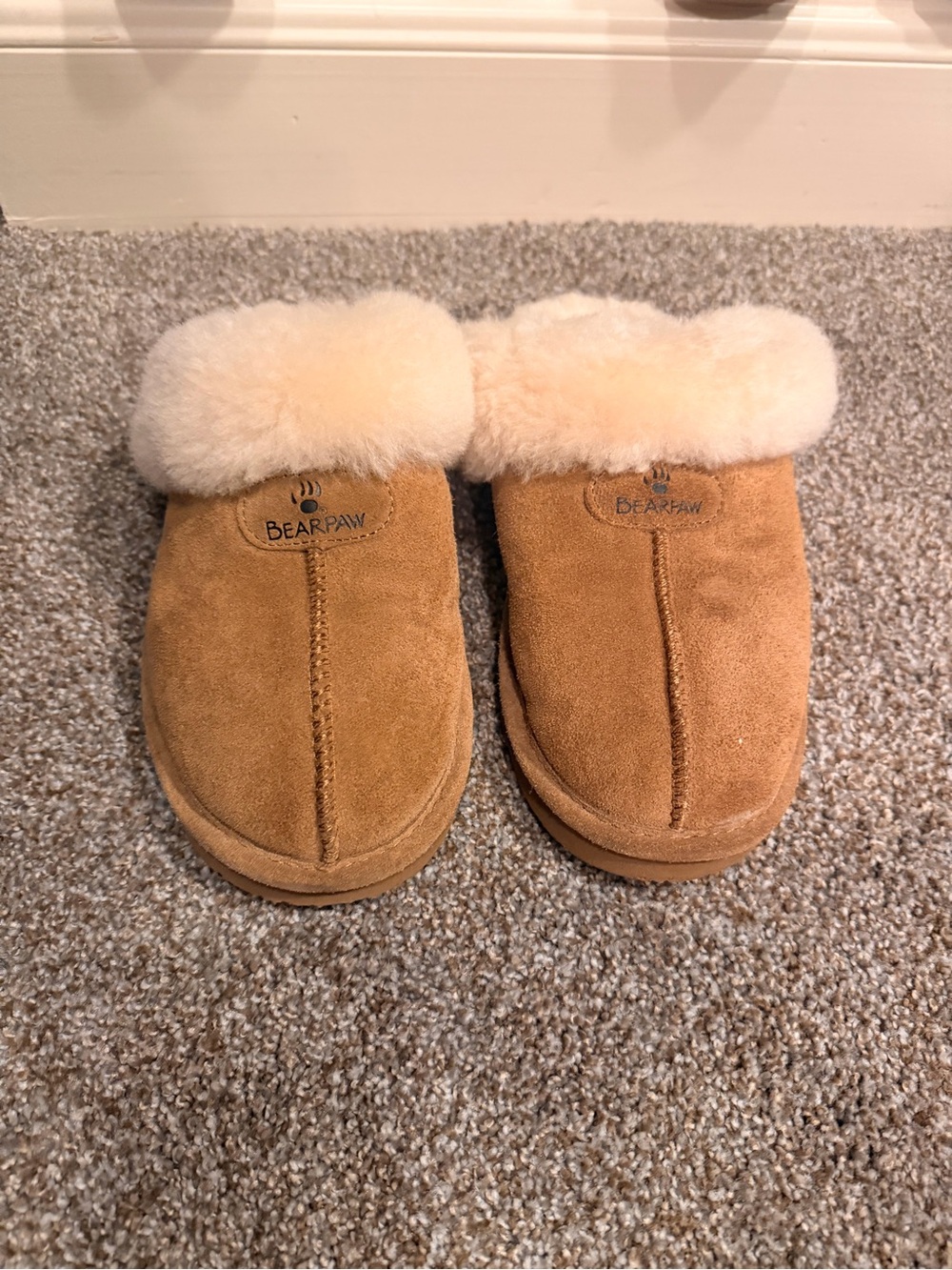 Bearpaw Chestnut Suede Shearling-Lined Slippers